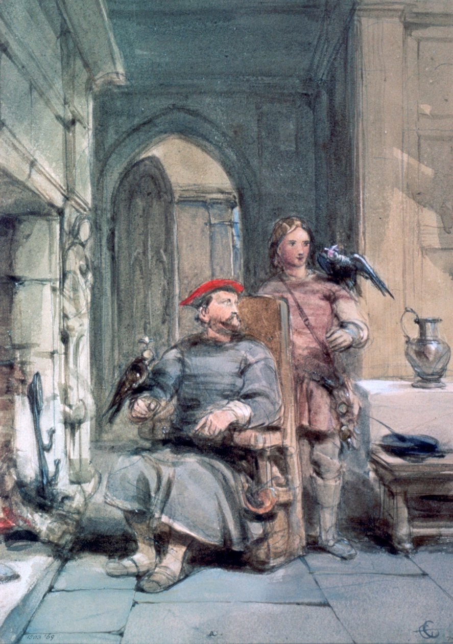 Knight and Page, 1800-talet av George Cattermole
