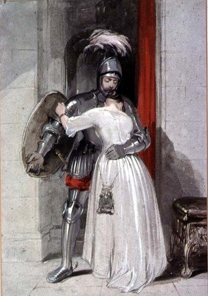 Damen och riddaren (akvarell) av George Cattermole