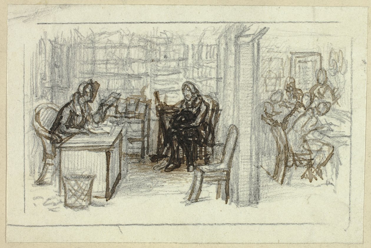 Utsikt över biblioteket av George Cattermole
