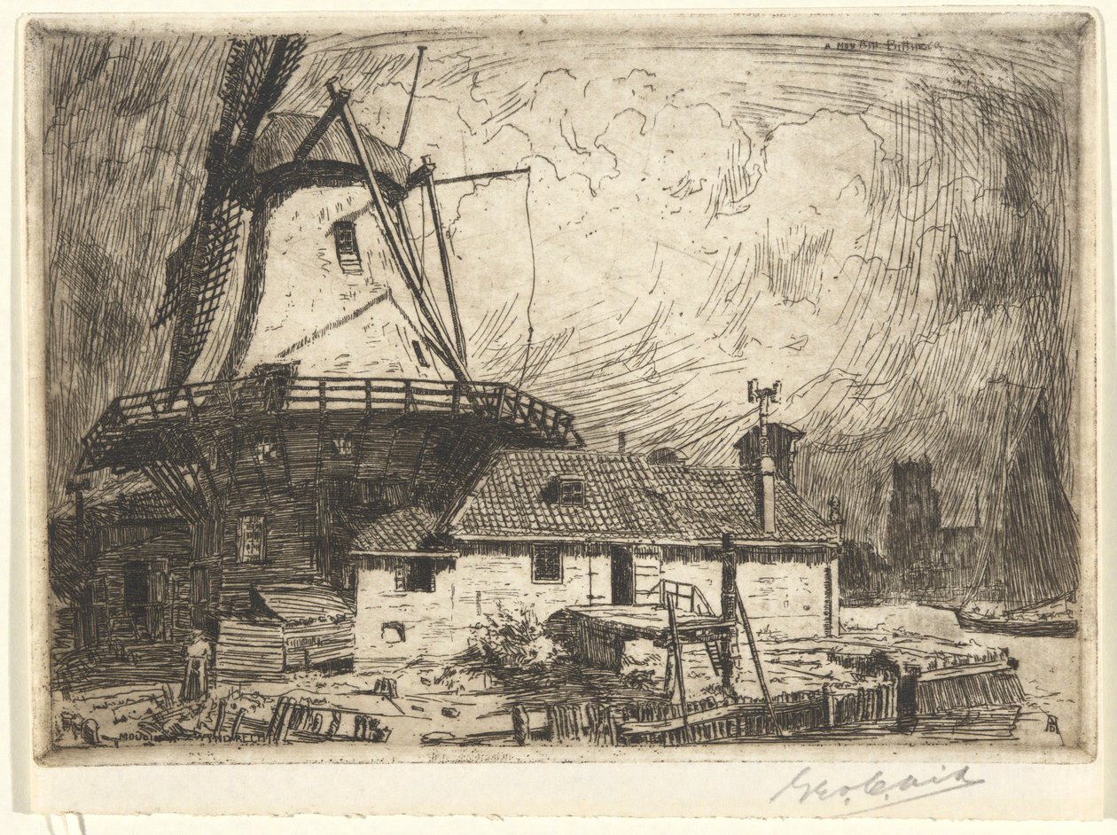 Moulin och Zwyndrecht av George Charles Aid