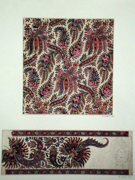 Tygdesign för Paisley sjalar, ca 1871 (gouache på papper) av George Charles Haite