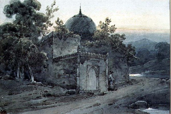 En grav eller del av ett tempel av George Chinnery