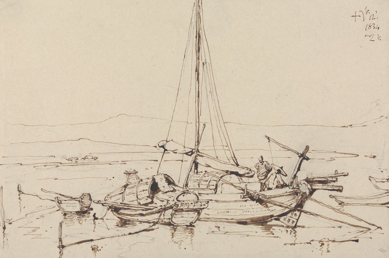 Kinesiska båtar, 1834 av George Chinnery
