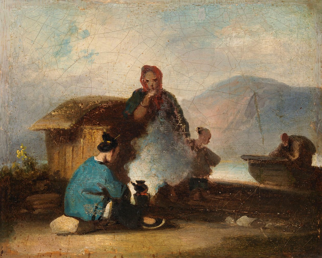 Kinesisk scen, kvinnor som gör te av George Chinnery