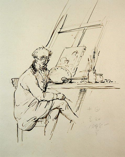 Självporträtt (penna och bläck på papper) av George Chinnery