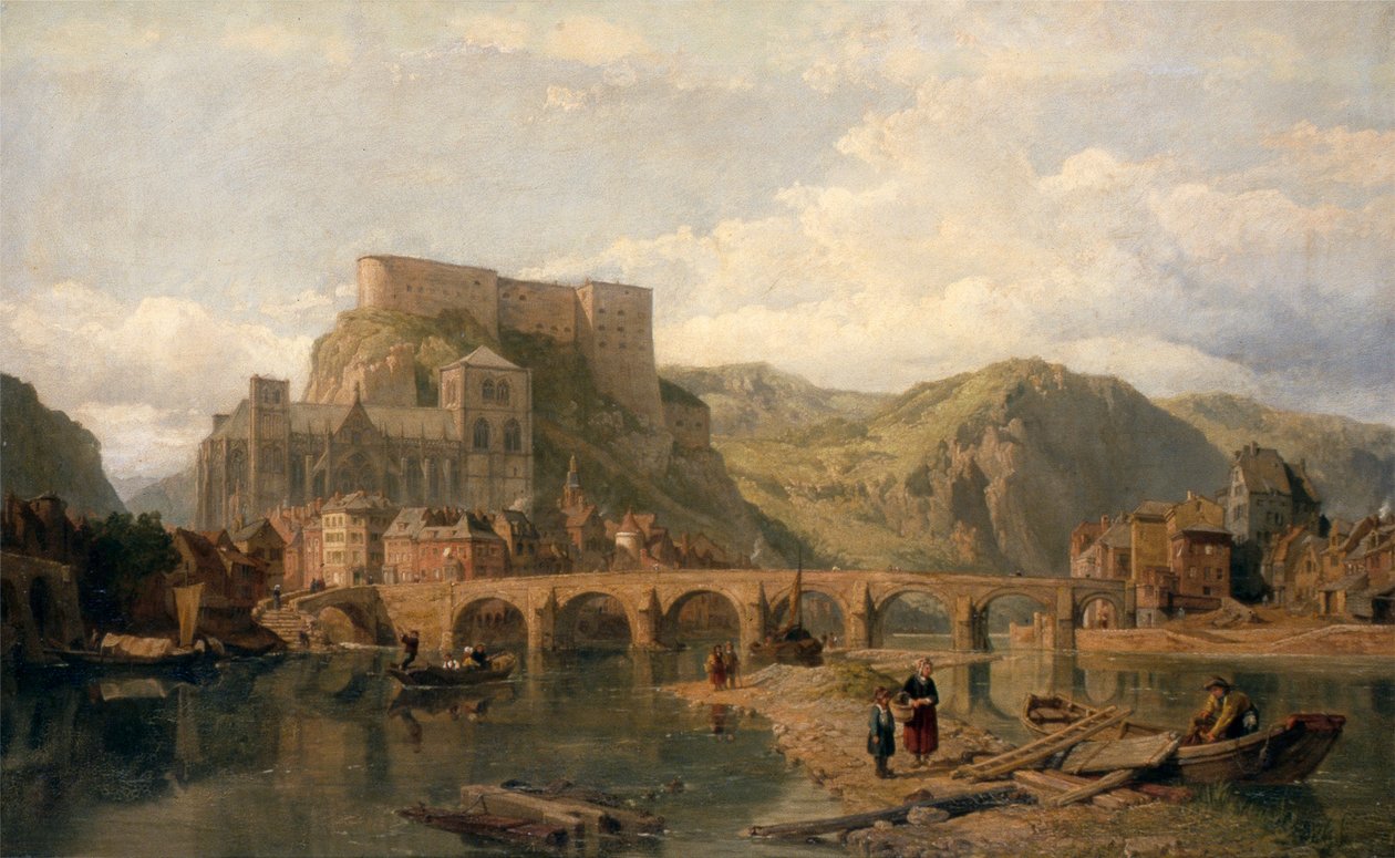Huy vid Meuse, Belgien (olja på duk) av George Clarkson Stanfield