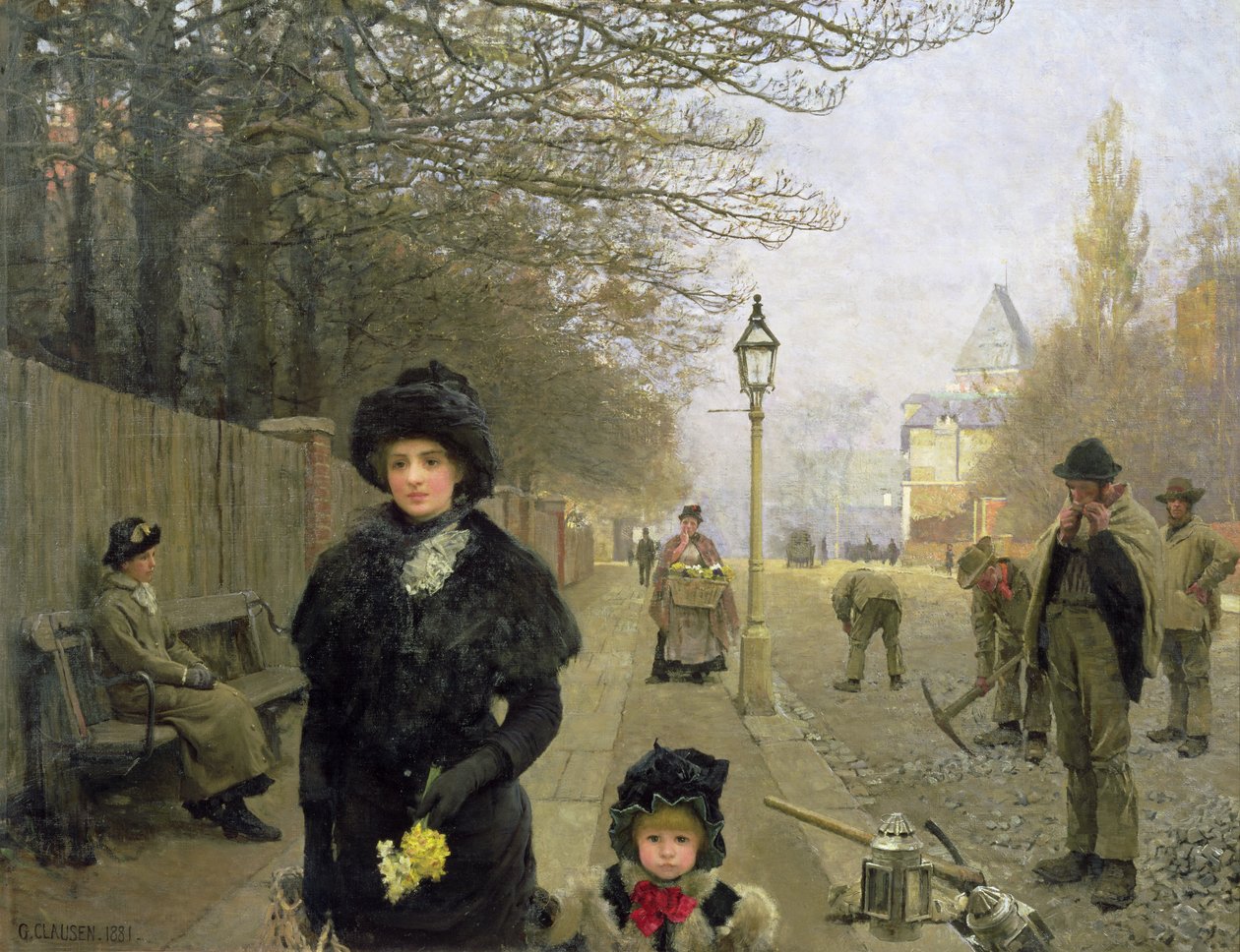 En vårmorgon, Haverstock Hill, 1881 av George Clausen