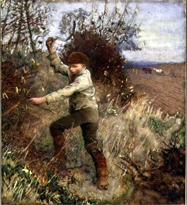 Pojke som klipper en häck, 1890 av George Clausen