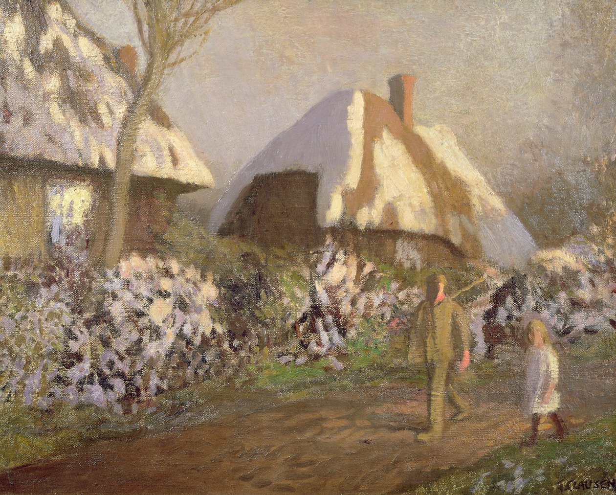 Stugor på den frostiga eftermiddagen av George Clausen