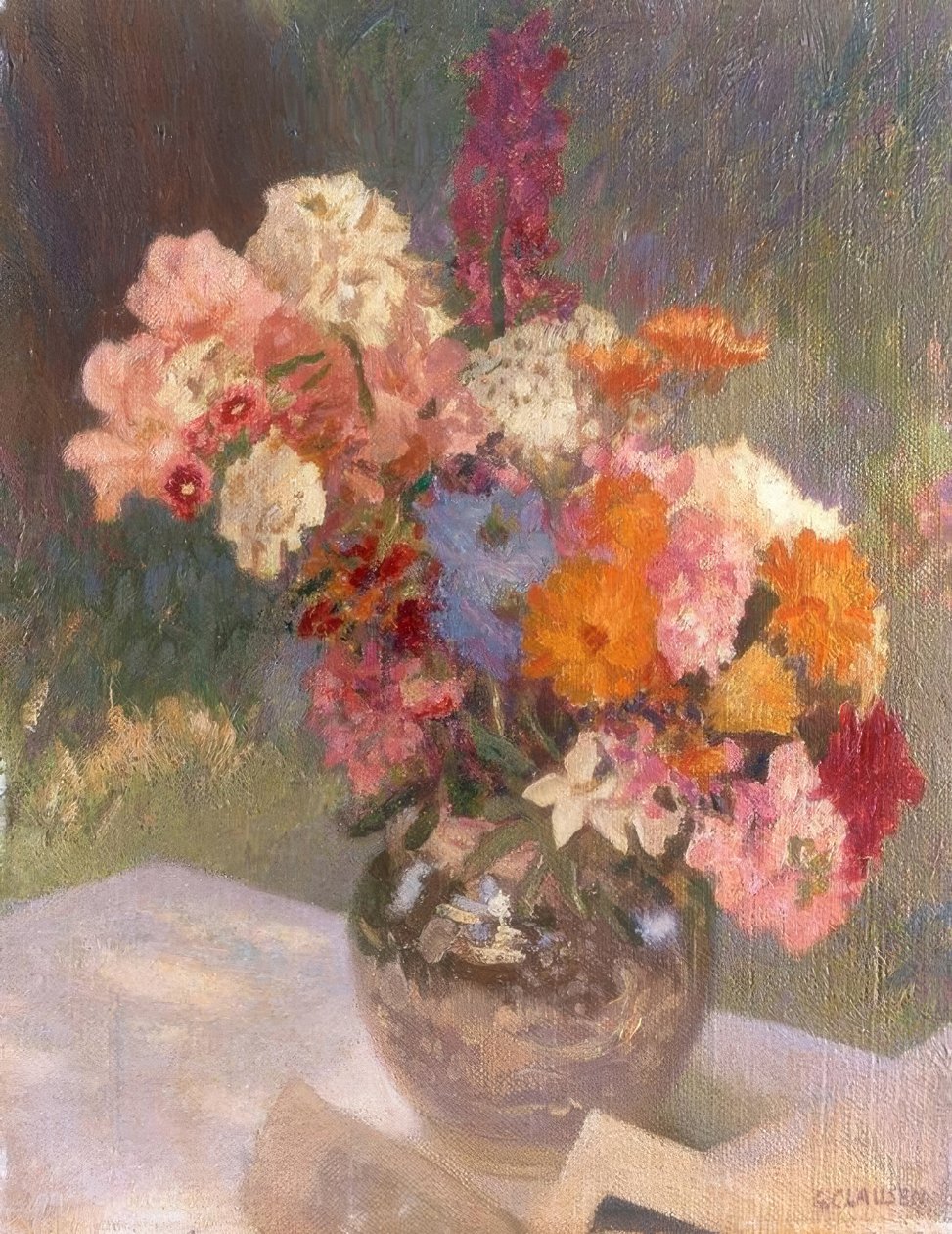 Blommor i en lystervas av George Clausen