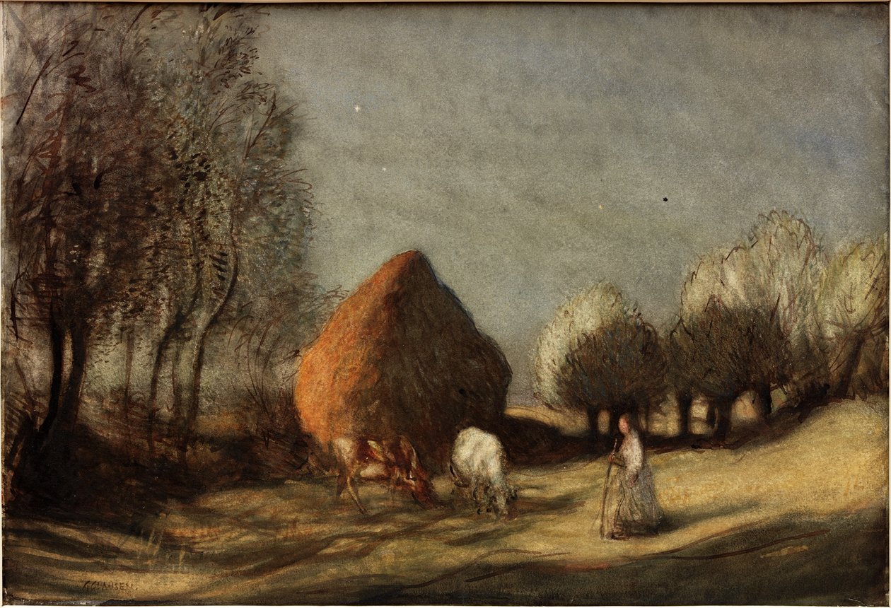 Hayfield, Widdington (färg) av George Clausen