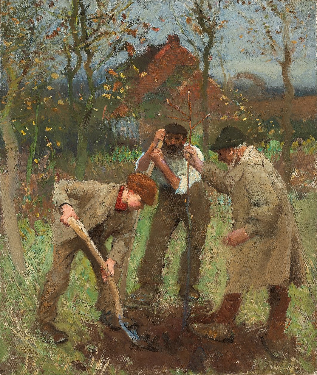 Plantera ett träd (olja på duk) av George Clausen