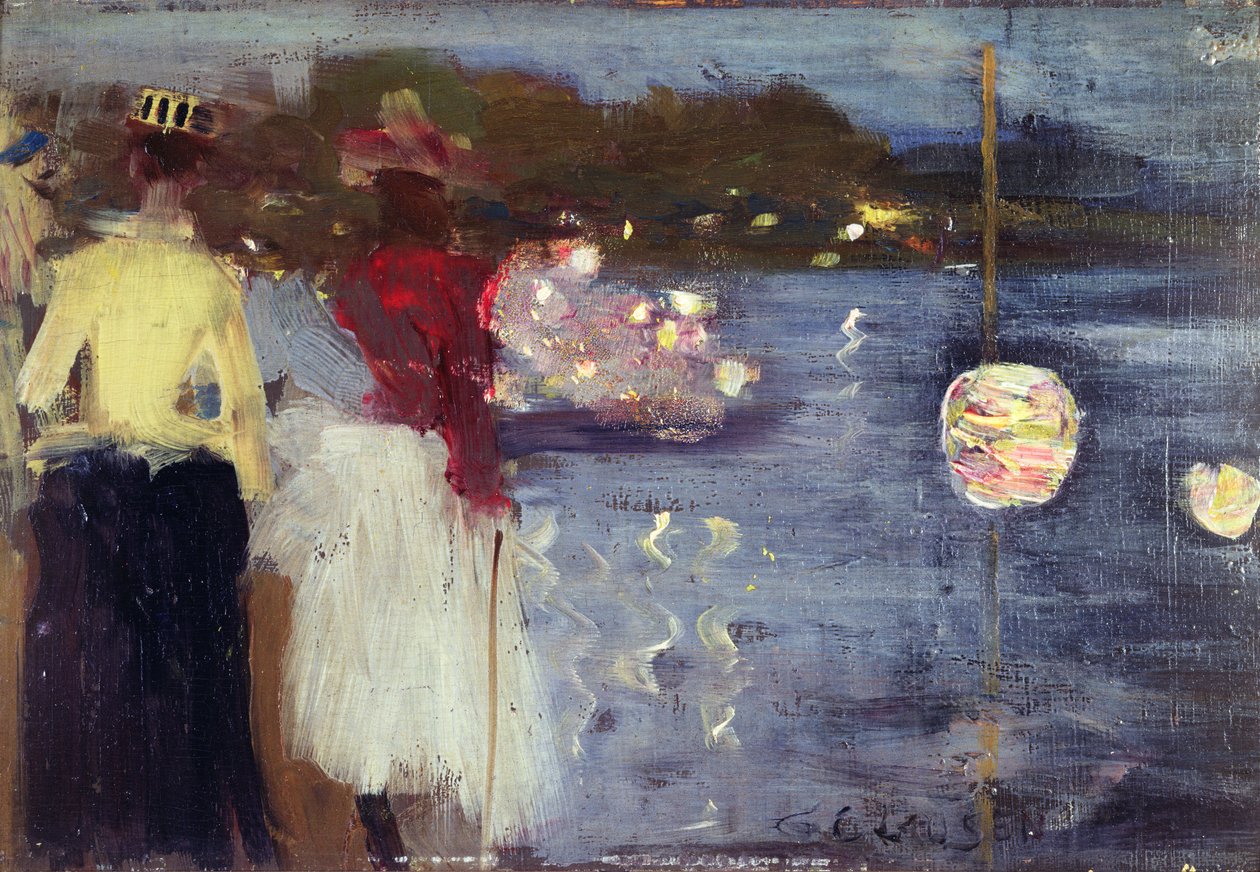 Souvenir of Marlow Regatta (olja på panel) av George Clausen