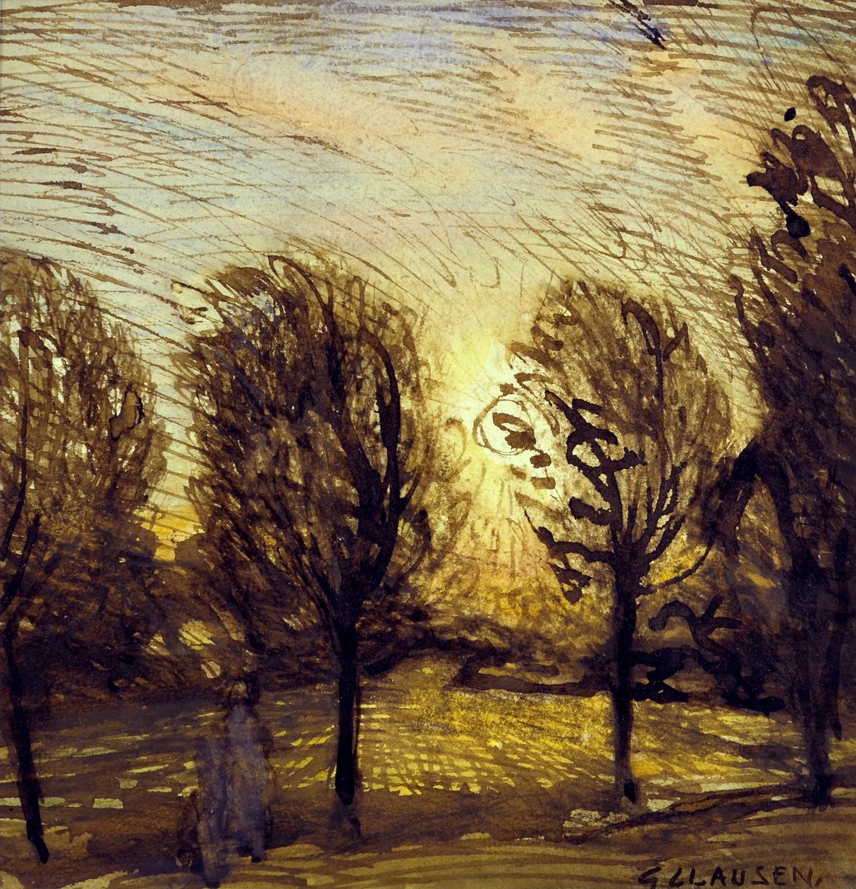 Untitled [Studie av träd] (akvarell) av George Clausen