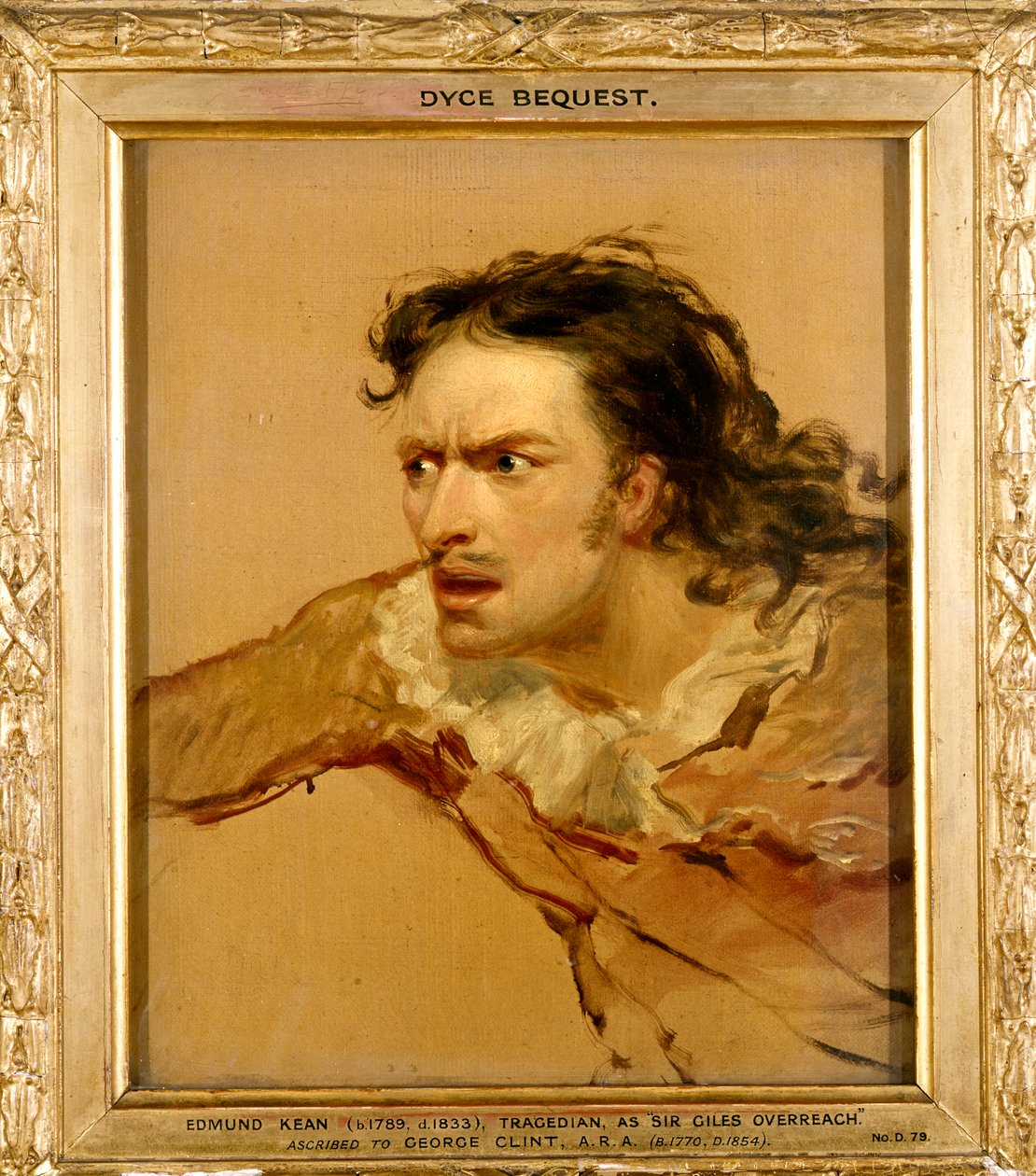 Edmund Kean som Sir Giles Overreach i "A New Way to Pay Old Debts", ca 1816 av George Clint