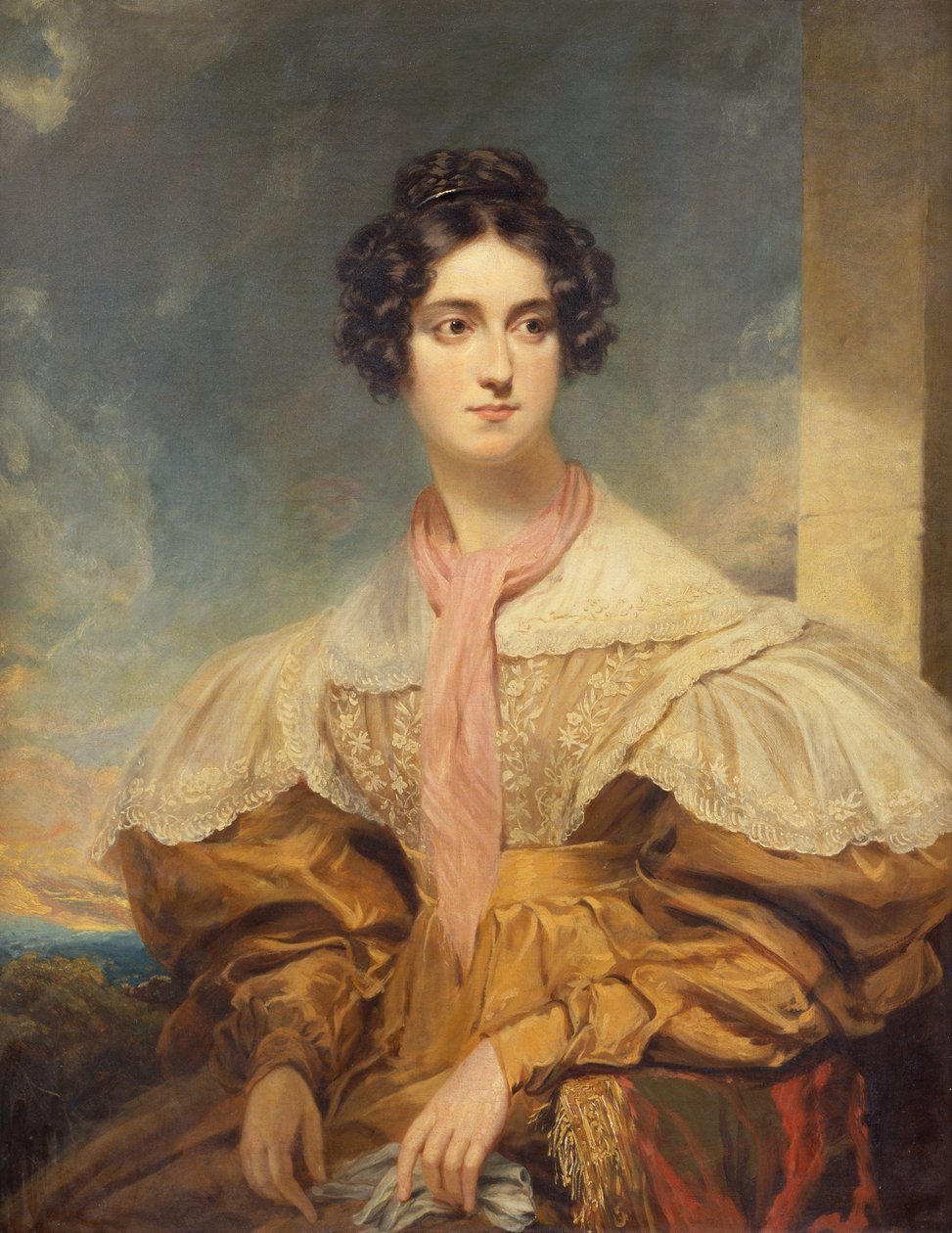 Porträtt av Lady Georgiana Clinton (olja på duk) av George Clint