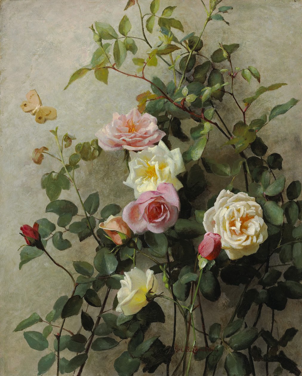 Rosor på en vägg, 1877 av George Cochran Lambdin
