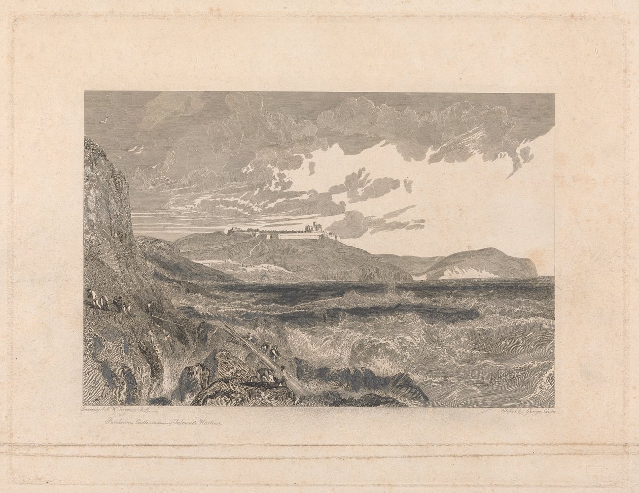 Pendennis Castle och ingången till Falmouth Harbor av George Cooke