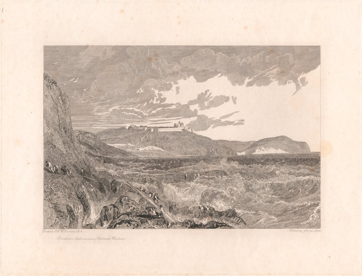 Pendennis Castle och ingången till Falmouth Harbor av George Cooke