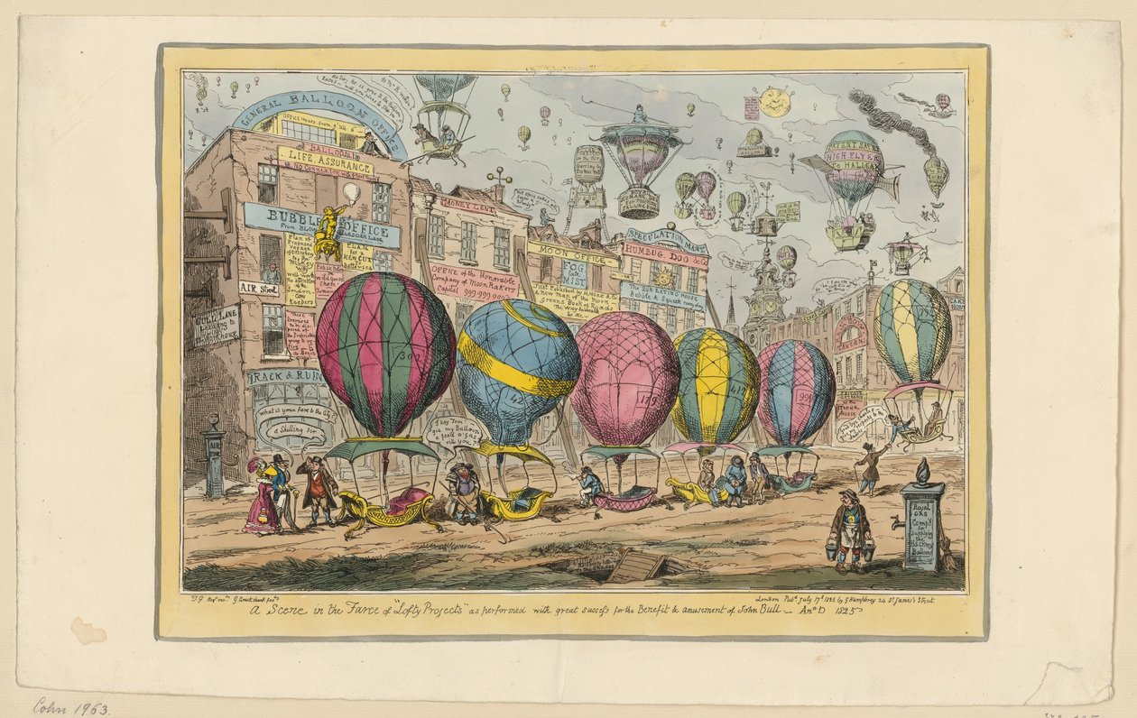 En scen ur farsen ”Lofty Projects”, som framfördes med stor framgång till förmån för och för nöje åt John Bull av George Cruikshank