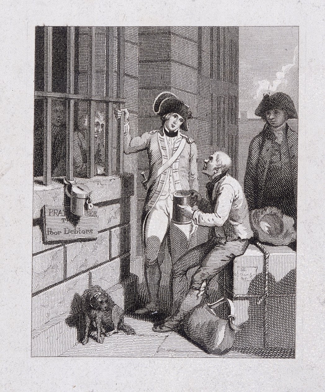 "En visslande butik: Tom & Jerry besöker Logic, ombord på flottan", Fleet Prison, London, 1821 av George Cruikshank