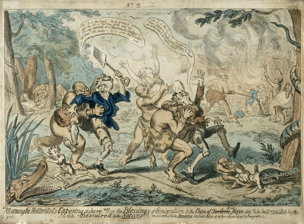 All Among the Hottentots Capering Ashore..., publicerad 7 september 1819 av George Cruikshank