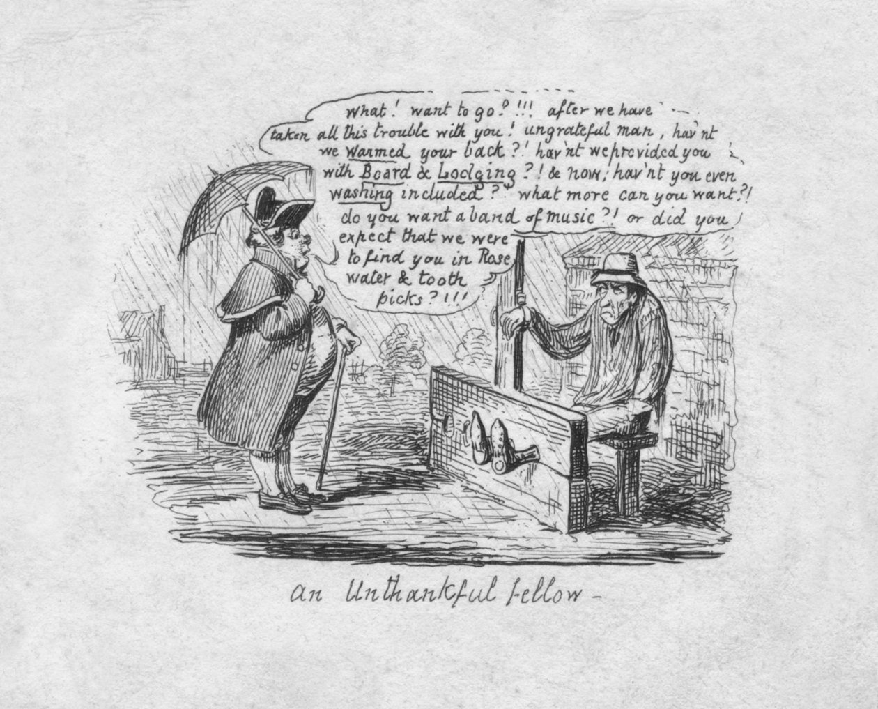 En otacksam karl, 1829 av George Cruikshank