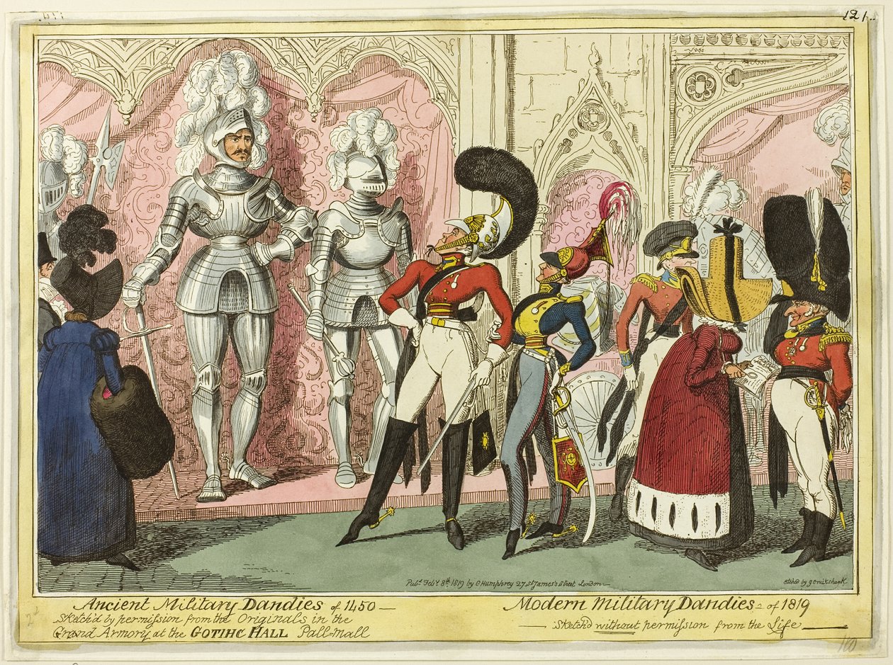 Forntida och moderna militärdandys från 1450 av George Cruikshank