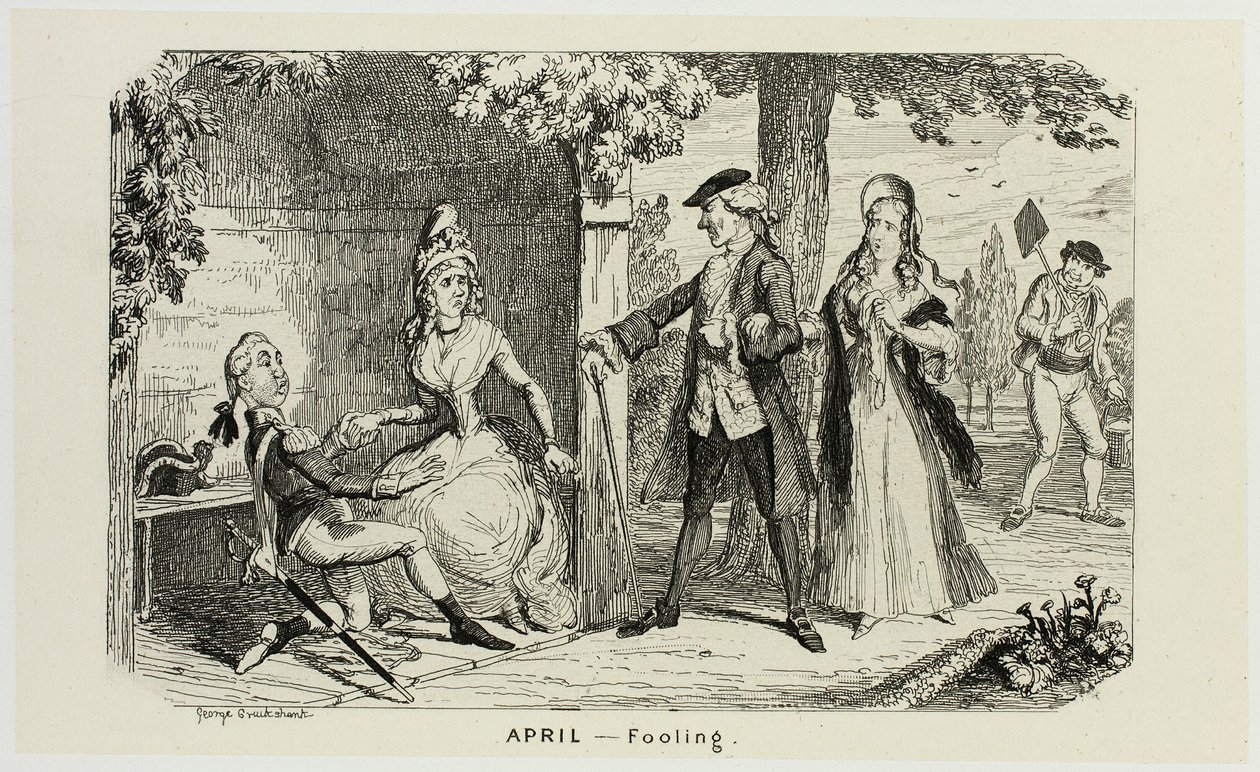 April - Fooling från George Cruikshanks stålgravyrer till The Comic Almanacks: 1835-1853 av George Cruikshank
