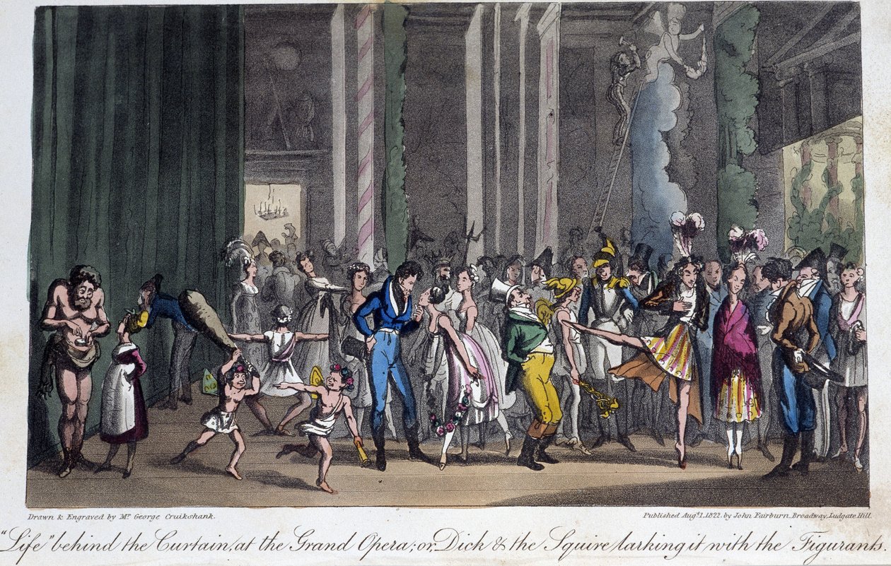 Bakom kulisserna på operan - i "Life in Paris" av David Carey, London av George Cruikshank