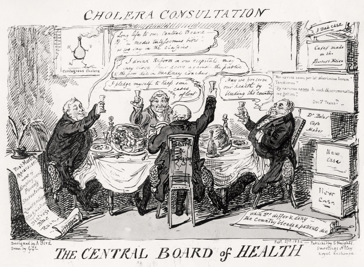 Kolerakonsultation vid Centralstyrelsen, publicerad den 27 februari 1832 av George Cruikshank