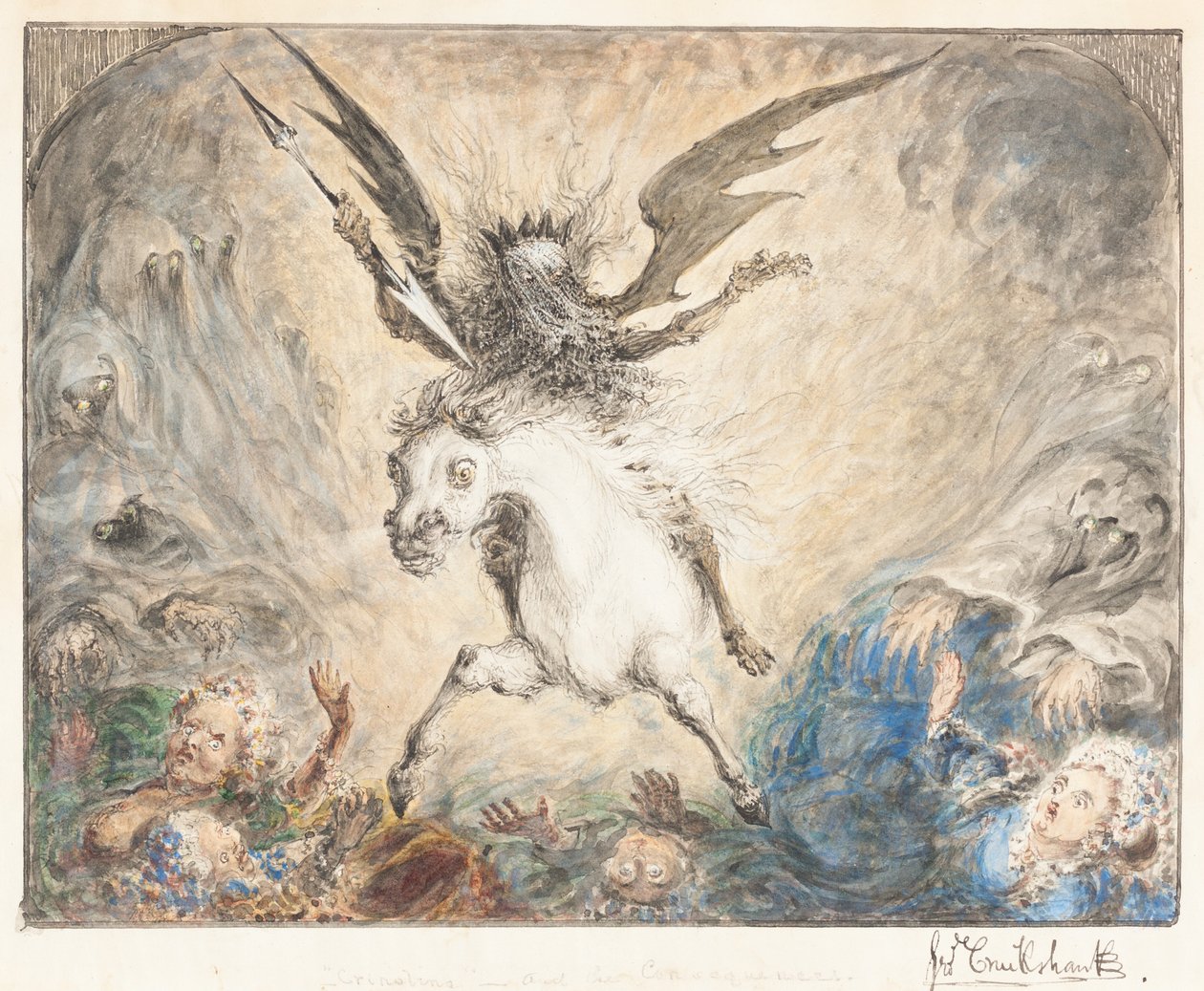 "Crinolina" - och konsekvenserna [Recto] av George Cruikshank