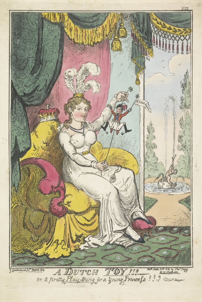 Prinsen av Orange som leksak för prinsessan Charlotte, 1814 En holländsk leksak!!! - eller, en vacker leksak för en ung prinsessa!!! (titel på objekt) av George Cruikshank