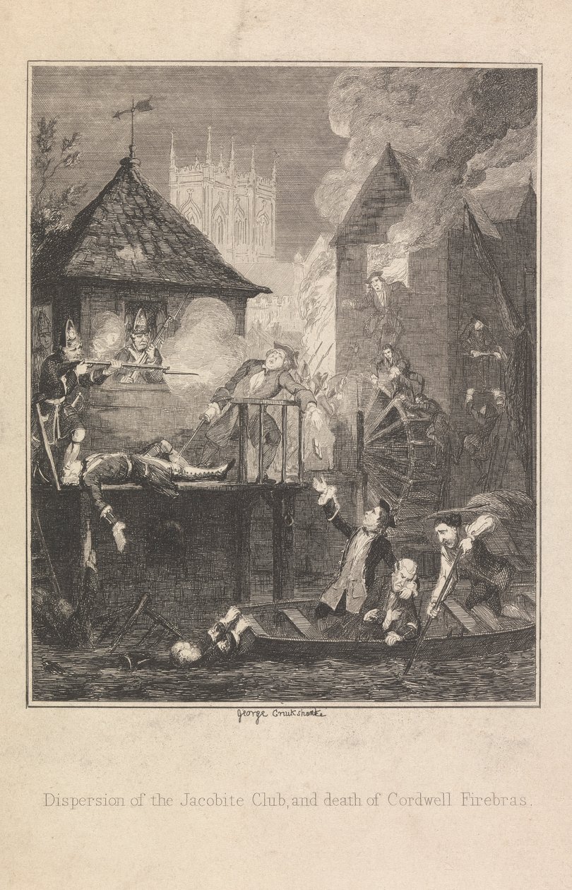 Dispersion av Jacobite Club och Cordwell Firebras död av George Cruikshank