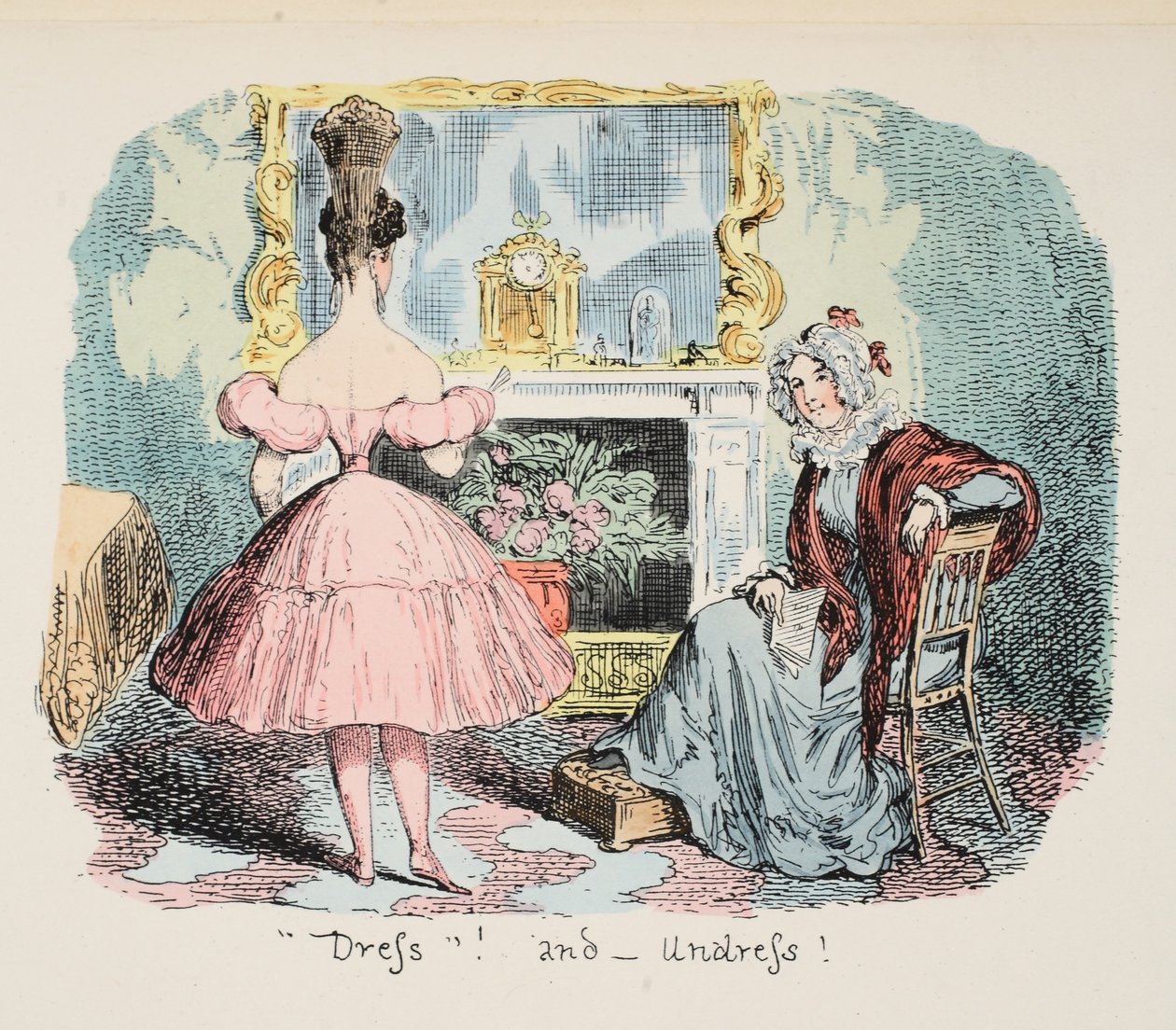 Klä av och på, pub. 1832 (Handfärgad gravyr) av George Cruikshank