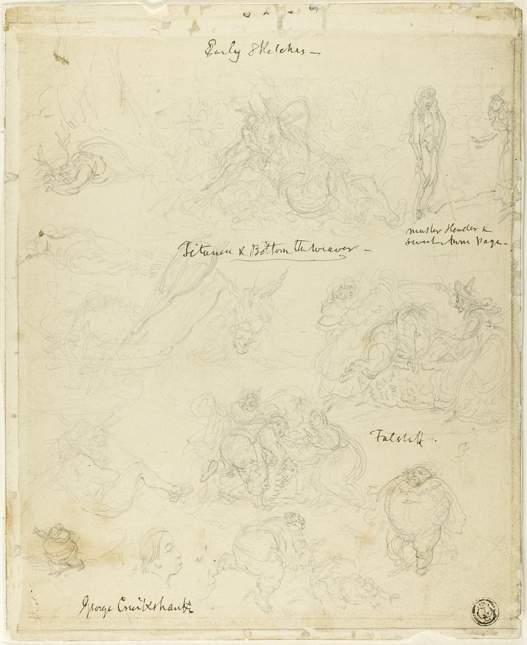 Tidiga skisser till Falstaff, Midsommarnattsdröm av George Cruikshank