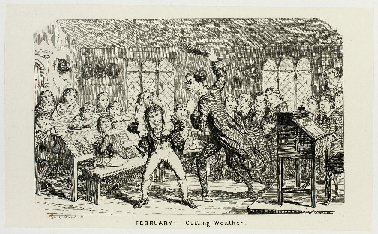 Februari - Att skära väder från George Cruikshanks ståletsningar till The Comic Almanacks: 1835-1853 av George Cruikshank
