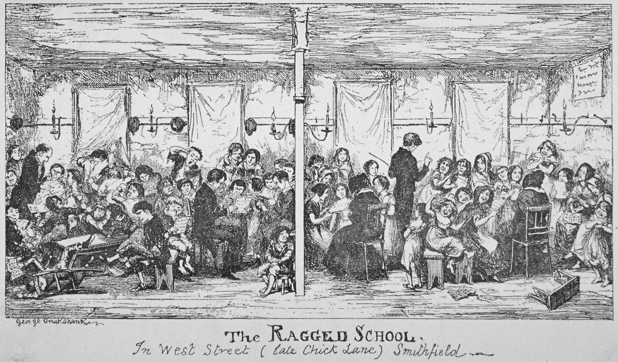 Field Lane Ragged School, Smithfield, City of London, 1850 av George Cruikshank