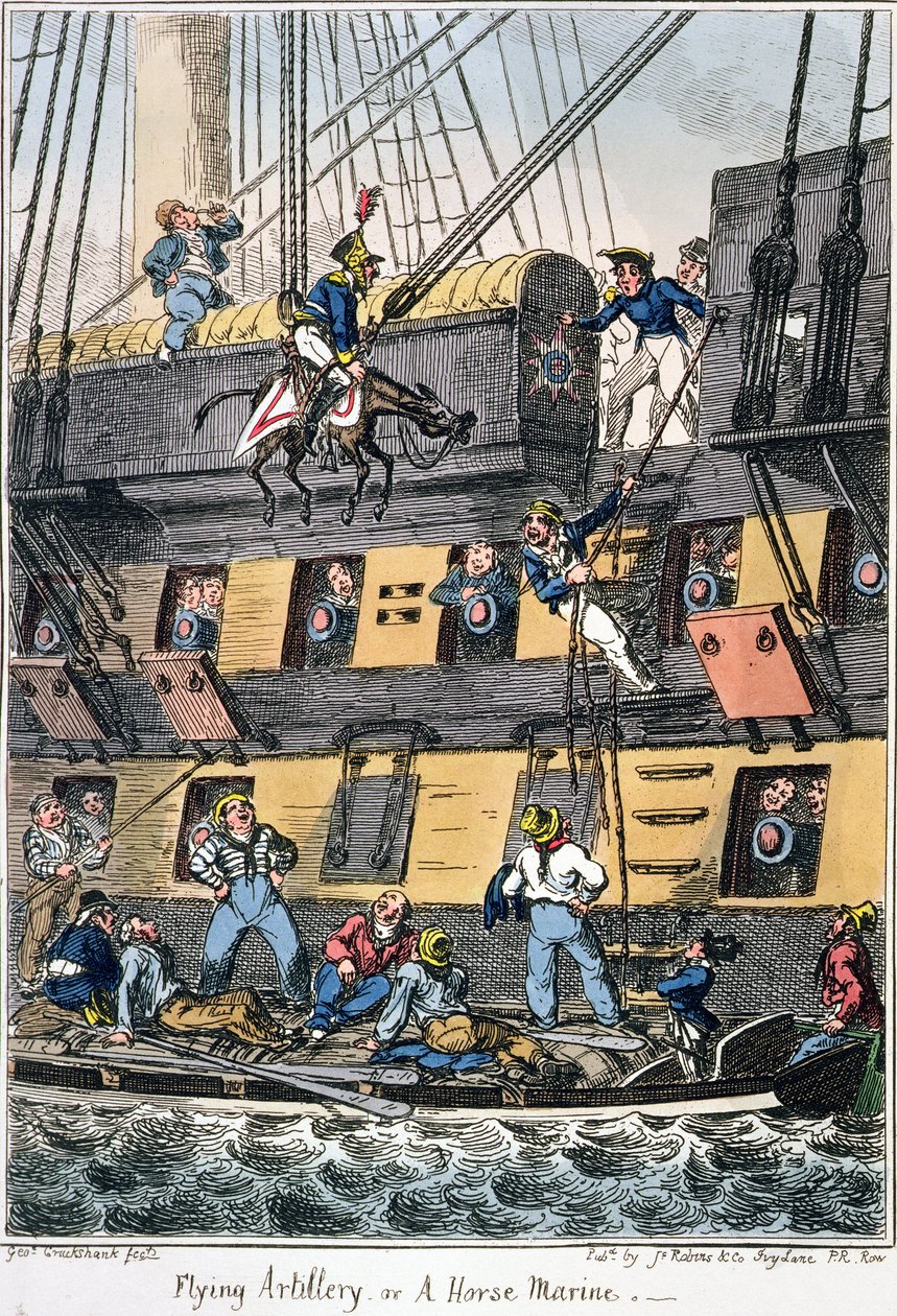 Flygande artilleri eller en hästmarin (färggravyr) av George Cruikshank