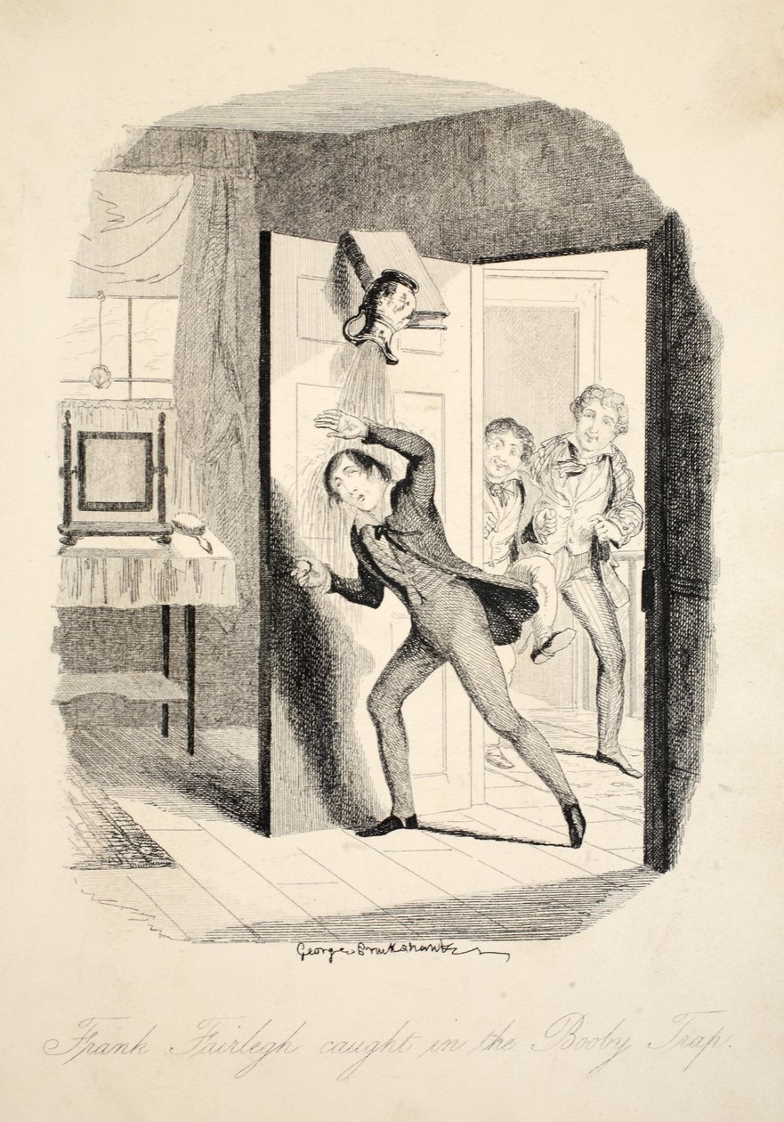Frank Fairlegh fångad i bobbyfällan, från Frank Fairlegh eller scener från en privat elevs liv, pub. c.1870 av George Cruikshank