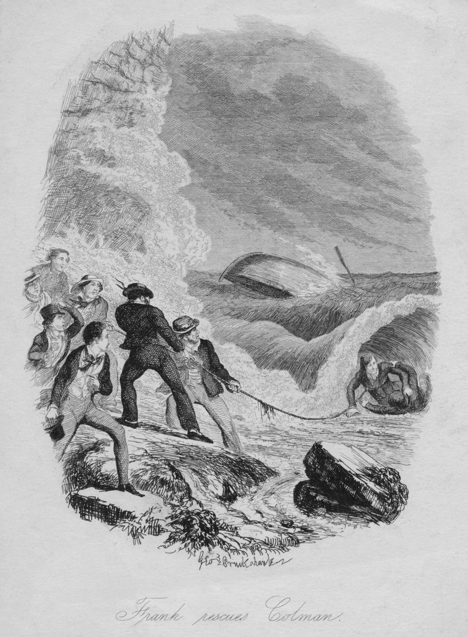 Frank räddar Colman, c1850. av George Cruikshank