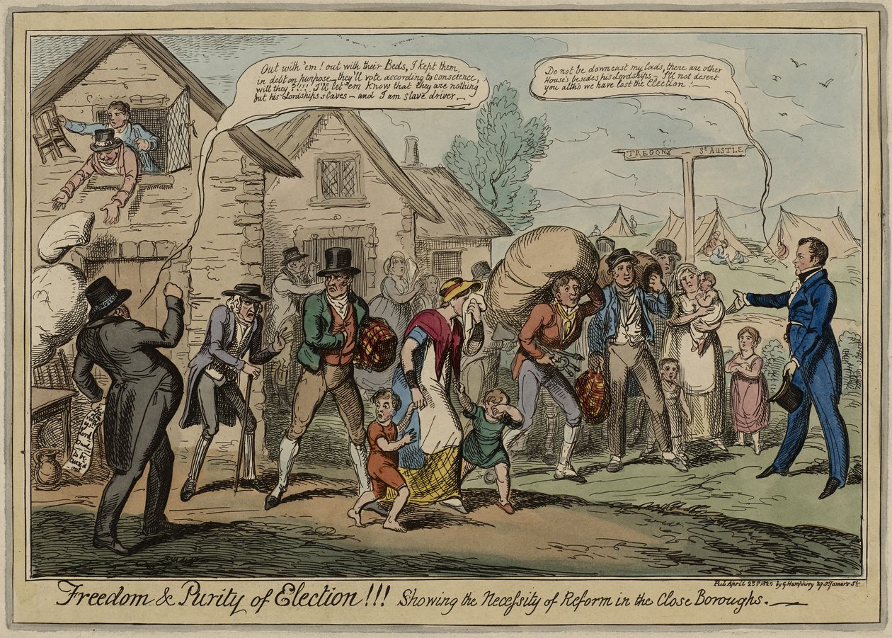 Valfrihet och renhet!!! Showing the Necessity of Reform in the Close Boroughs, publicerad 23 april av George Cruikshank