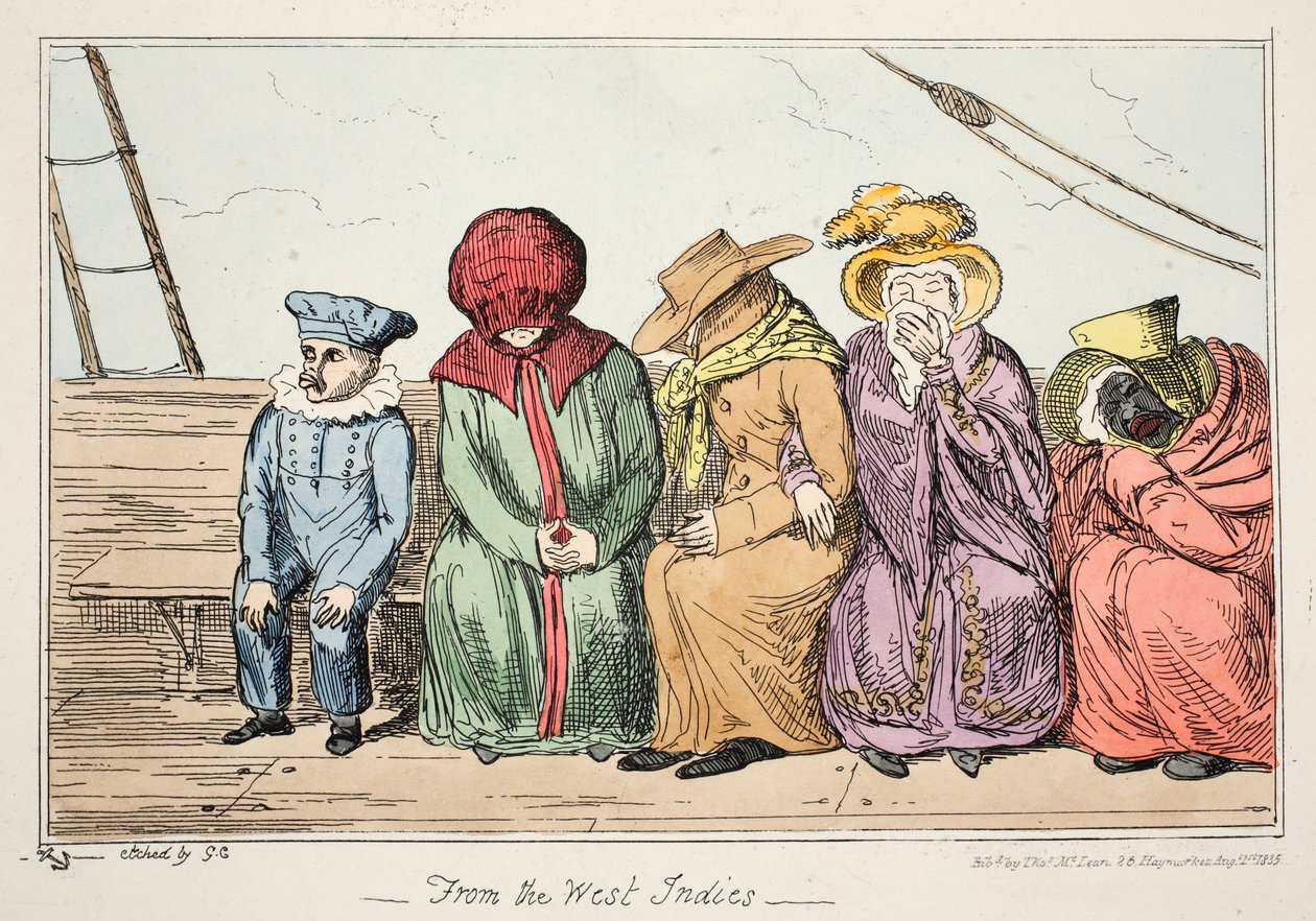 Från Västindien, pub. 1835 (handfärgad etsning) av George Cruikshank