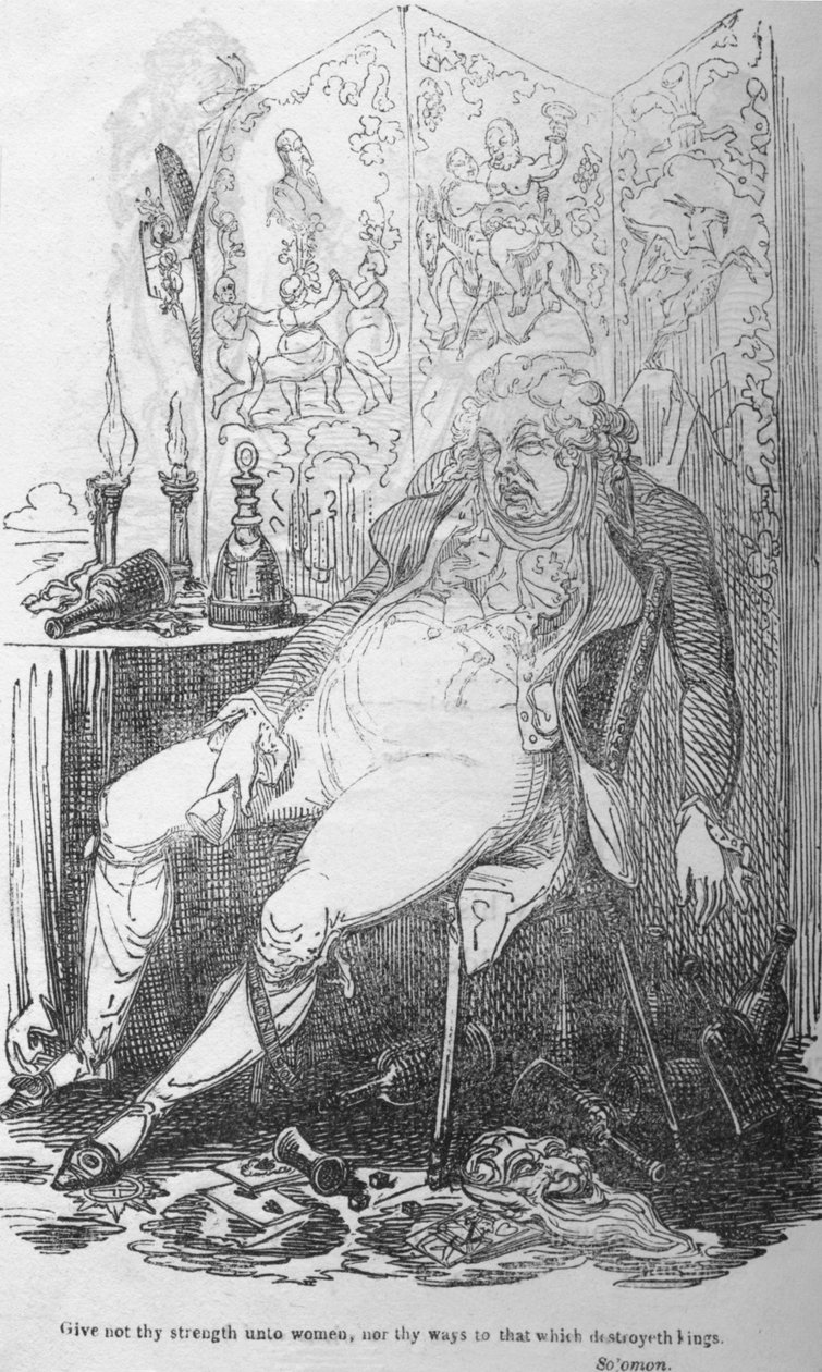Ge inte din styrka åt kvinnor, inte heller dina vägar åt det som förgör kungar, c1820. av George Cruikshank