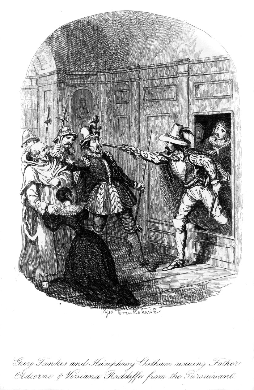 Guy Fawkes och Humphrey Chetham, 1605, 1841. av George Cruikshank
