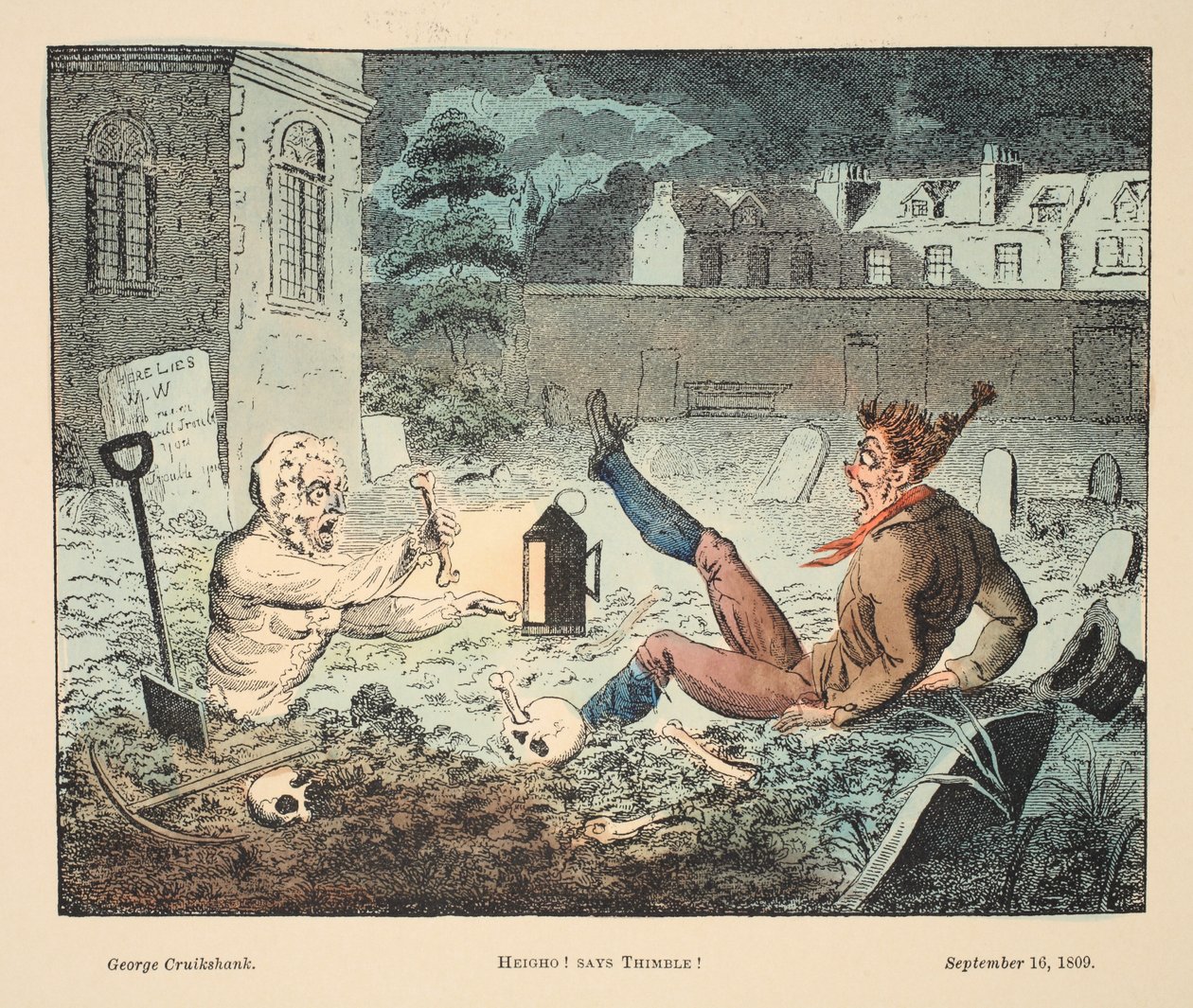 Hej! Säger fingerborg!, pub. 1809 (handfärgad gravyr) av George Cruikshank