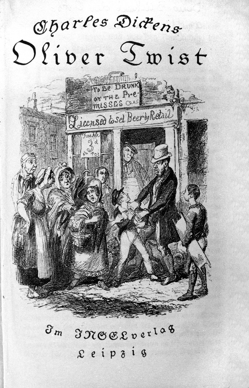 Illustration för "" Oliver Twist"" (Olivier) av Charles Dickens (1812-1870), av George Cruikshank (1792-1878). av George Cruikshank