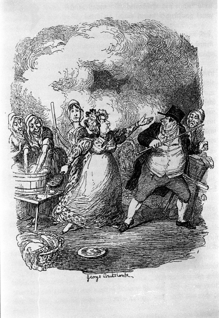 Illustration för "" Oliver Twist"" (Olivier) av Charles Dickens (1812-1870), av George Cruikshank (1792-1878). av George Cruikshank