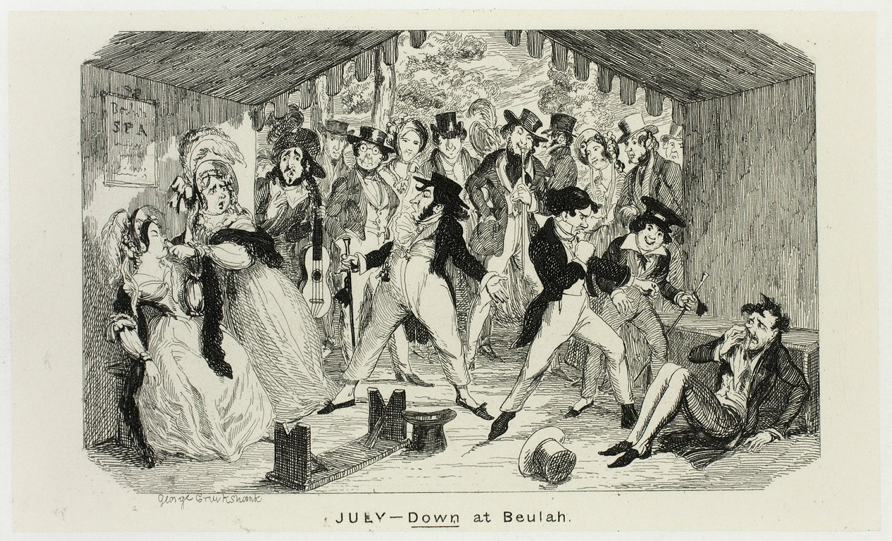 Juli - Down at Beulah från George Cruikshanks stålgravyrer till The Comic Almanacks: 1835-1853 av George Cruikshank