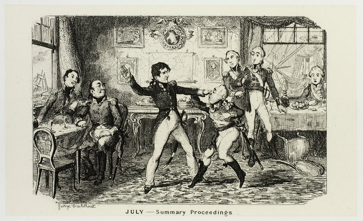 Juli - Sammanfattning av George Cruikshanks stålgravyrer till The Comic Almanacks: 1835-1853 av George Cruikshank